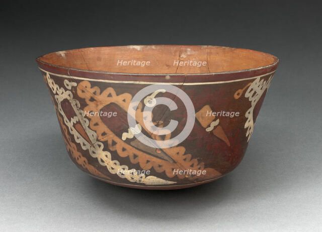 Miniature Flared Bowl Depicting Abstract Peppers with Decorative Motifs, 180 B.C./A.D. 500. Creator: Unknown.
