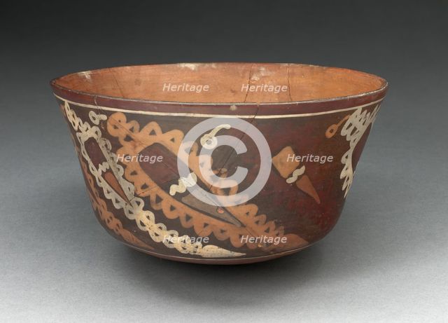 Miniature Flared Bowl Depicting Abstract Peppers with Decorative Motifs, 180 B.C./A.D. 500. Creator: Unknown.