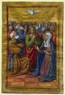 Miniature from a Book of Hours: The Pentecost, c. 1500. Creator: Jean Poyet (French)