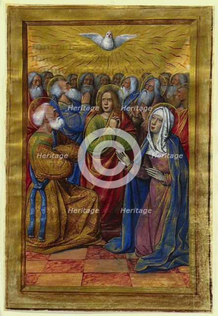 Miniature from a Book of Hours: The Pentecost, c. 1500. Creator: Jean Poyet (French).