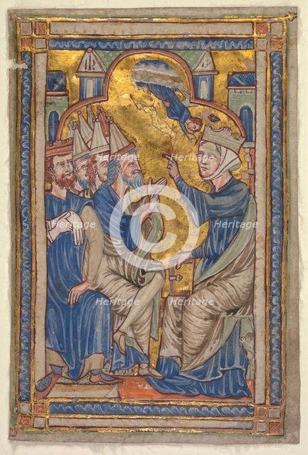 Miniature from a Compendium of Saints Lives: Saint Catherine of Alexandria..., c. 1200-1210. Creator: Unknown.