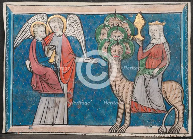 Miniature from a Manuscript of the Apocalypse: The Woman upon the Scarlet Beast, c. 1295. Creator: Unknown.