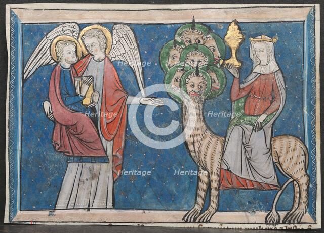 Miniature from a Manuscript of the Apocalypse: The Woman upon the Scarlet Beast, c. 1295. Creator: Unknown.