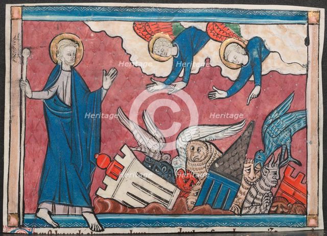 Miniature from a Manuscript of the Apocalypse: The Fall of Babylon, c. 1295. Creator: Unknown.