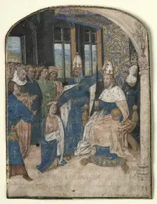 Miniature from a Speculum Historiale: Claudius Designates Nero as His Successor, 1447-60. Creator: Master of Jouvenel des Ursins (Coppin Delf?) (Flemish)