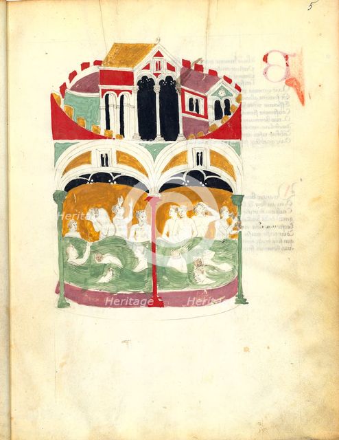 Miniature from De balneis puteolanis by Petrus de Ebulo, 1392. Creator: Anonymous master.
