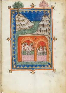 Miniature from De balneis puteolanis by Petrus de Ebulo, 14th century. Creator: Anonymous master