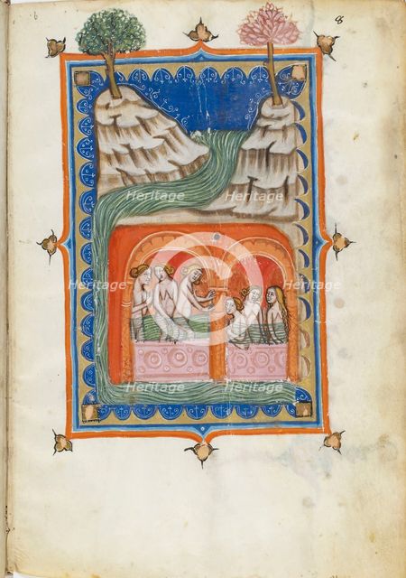 Miniature from De balneis puteolanis by Petrus de Ebulo, 14th century. Creator: Anonymous master.
