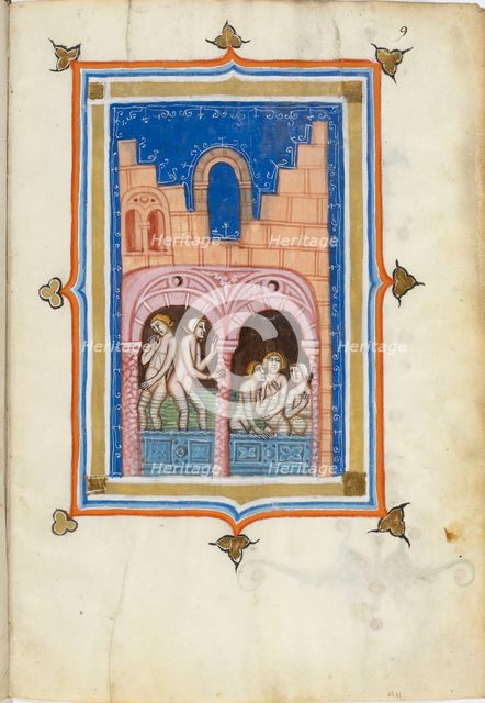 Miniature from De balneis puteolanis by Petrus de Ebulo, 14th century. Creator: Anonymous master.