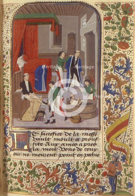 Miniature from Dialogue de saint Grégoire (Français 911), 15th century. Creator: Anonymous master.