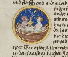 Miniature from "Iatromathematisches Hausbuch", Gebete und Betrachtungen, Between 1477 and 1496. Creator: Anonymous master