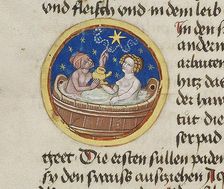 Miniature from "Iatromathematisches Hausbuch", Gebete und Betrachtungen, Between 1477 and 1496. Creator: Anonymous master