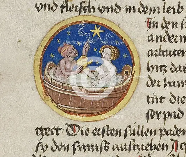 Miniature from "Iatromathematisches Hausbuch", Gebete und Betrachtungen, Between 1477 and 1496. Creator: Anonymous master.