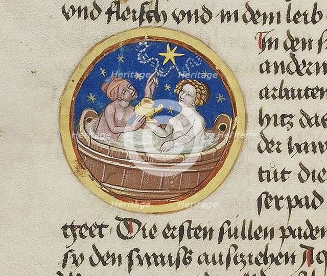 Miniature from "Iatromathematisches Hausbuch", Gebete und Betrachtungen, Between 1477 and 1496. Creator: Anonymous master.