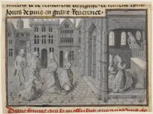 Miniature from The Miracles of Our Lady, about 1460. Creators: Lieven van Lathem, Jean Mielot