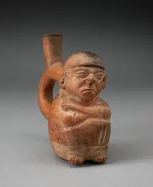 Miniature Handle Spout Vessel in Form of a Seated Man, 100 B.C./A.D. 500. Creator: Unknown