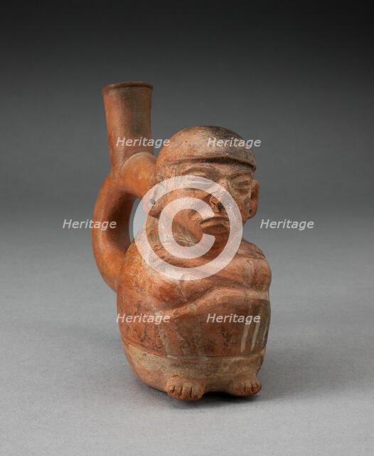 Miniature Handle Spout Vessel in Form of a Seated Man, 100 B.C./A.D. 500. Creator: Unknown.