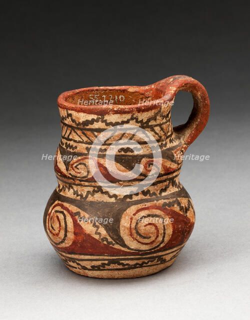 Miniature Handled Jug with Spiral and Zigzag Motifs, A.D. 400/1000. Creator: Unknown.