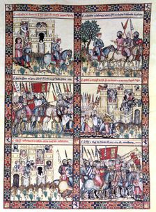 Miniature in Cantigas de Santa Maria codex of the 13th century, song CLXXXVII: Gran fe devia, H…