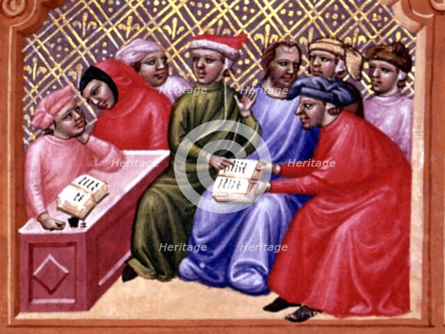 Miniature in 'Codex Justinian Institutiones Feodorum et Alia', illuminated manuscript, c. 1300, d…