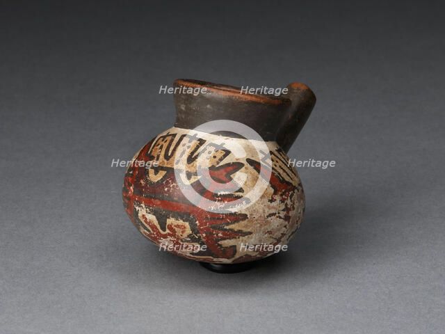 Miniature Jar with a Single Spout Depicting an Abstract Figure, 180 B.C./A.D. 500. Creator: Unknown.