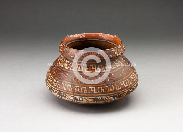 Miniature Jar with Bands of Geometric Motifs and Abstract Birds, A.D. 1450/1532. Creator: Unknown.