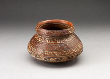 Miniature Jar with Bands of Geometric Motifs and Abstract Birds, A.D. 1450/1532. Creator: Unknown