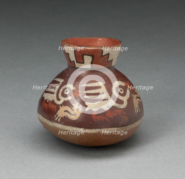 Miniature Jar Depicting Abstract Birds and Fish, 180 B.C./A.D. 500. Creator: Unknown.