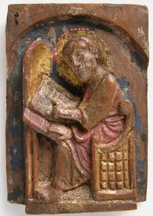 Miniature Relief of a Saint Luke at His Writing Table, German, 1200-1225. Creator: Unknown