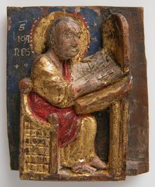 Miniature Relief of Saint John the Evangelist at His Writing Table, German, 1200-1225. Creator: Unknown