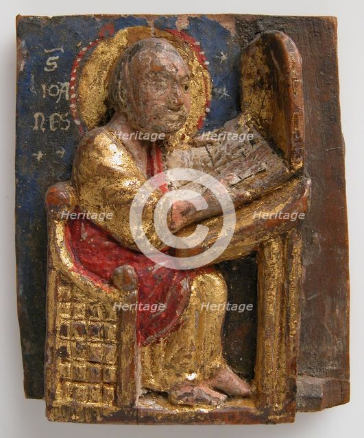 Miniature Relief of Saint John the Evangelist at His Writing Table, German, 1200-1225. Creator: Unknown.