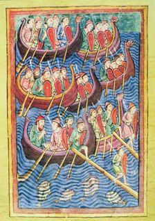 Miniature representing Vikings landing in England during the second wave of migration