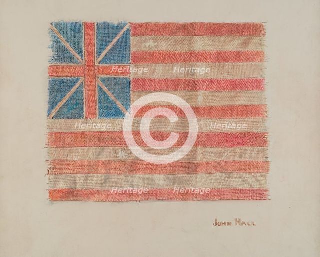 Miniature Revolutionary Flag, c. 1940. Creator: John Hall.