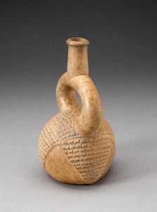 Miniature Stirrup Spout Vessel with Incised Hatched Motif, 1,000 B.C./200 B.C. Creator: Unknown