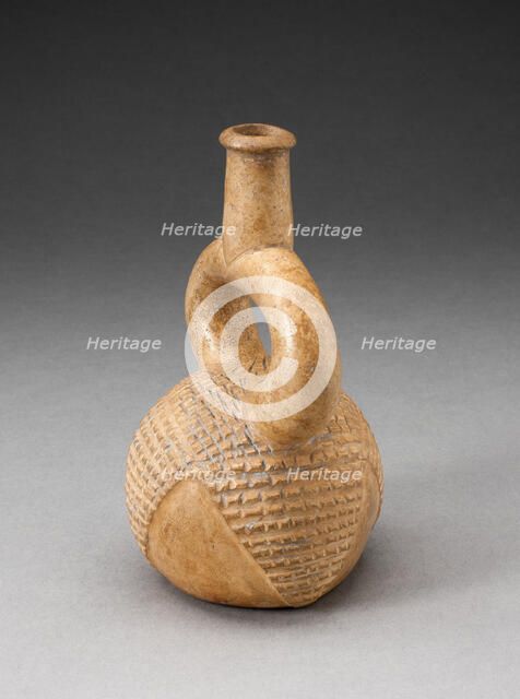 Miniature Stirrup Spout Vessel with Incised Hatched Motif, 1,000 B.C./200 B.C. Creator: Unknown.