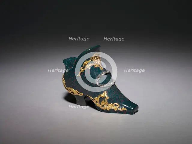 Miniature Shoe, before 1903. Creator: House of Fabergé (Russian, 1842-1918); Mikhail Evlampievich Perkhin (Russian, 1860-1903), attributed to.