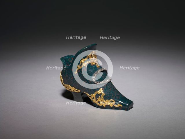 Miniature Shoe, before 1903. Creator: House of Fabergé (Russian, 1842-1918); Mikhail Evlampievich Perkhin (Russian, 1860-1903), attributed to.