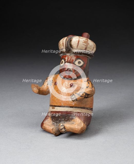 Miniature Spouted Jar in the Shape of a Seated Figure, 180 B.C./A.D. 500. Creator: Unknown.