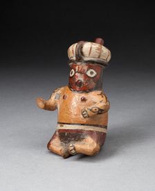 Miniature Spouted Jar in the Shape of a Seated Figure, 180 B.C./A.D. 500. Creator: Unknown