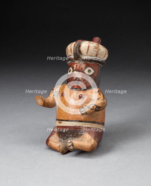 Miniature Spouted Jar in the Shape of a Seated Figure, 180 B.C./A.D. 500. Creator: Unknown.