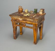 Miniature Table with Scholarly Implements (Mingqi), Ming dynasty (1368-1644). Creator: Unknown