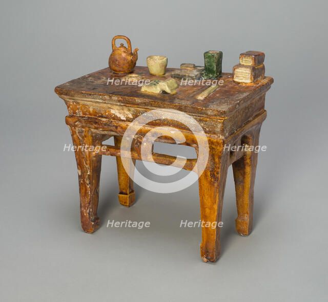 Miniature Table with Scholarly Implements (Mingqi), Ming dynasty (1368-1644). Creator: Unknown.