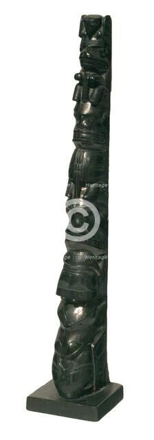 Miniature totem pole, 1880-1910. Creator: Unknown.