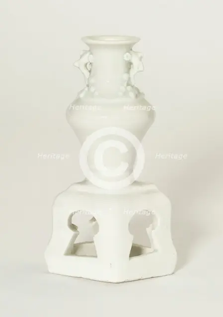 Miniature Vase on Stand, Yuan (1279-1368) or Ming dynasty (1368-1644), 14th/17th century. Creator: Unknown.