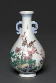 Miniature Vase with Birds and Chrysanthemums, 1736-1795. Creator: Unknown