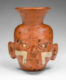 Miniature Vessel in the Form of a Portrait Head with Painted Cheeks, 100 B.C./A.D. 500. Creator: Unknown