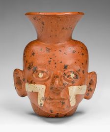 Miniature Vessel in the Form of a Portrait Head with Painted Cheeks, 100 B.C./A.D. 500. Creator: Unknown