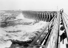 Minidoka Project - U.S. Reclamation Bureau. Minidoka Dam, One Mile Long...Idaho, 1912 Creator: Harris & Ewing