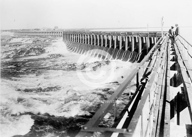 Minidoka Project - U.S. Reclamation Bureau. Minidoka Dam, One Mile Long...Idaho, 1912 Creator: Harris & Ewing.