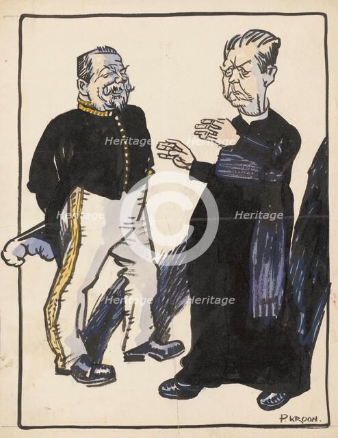 Minister and a priest, 1920-1930. Creator: Patrick Kroon.
